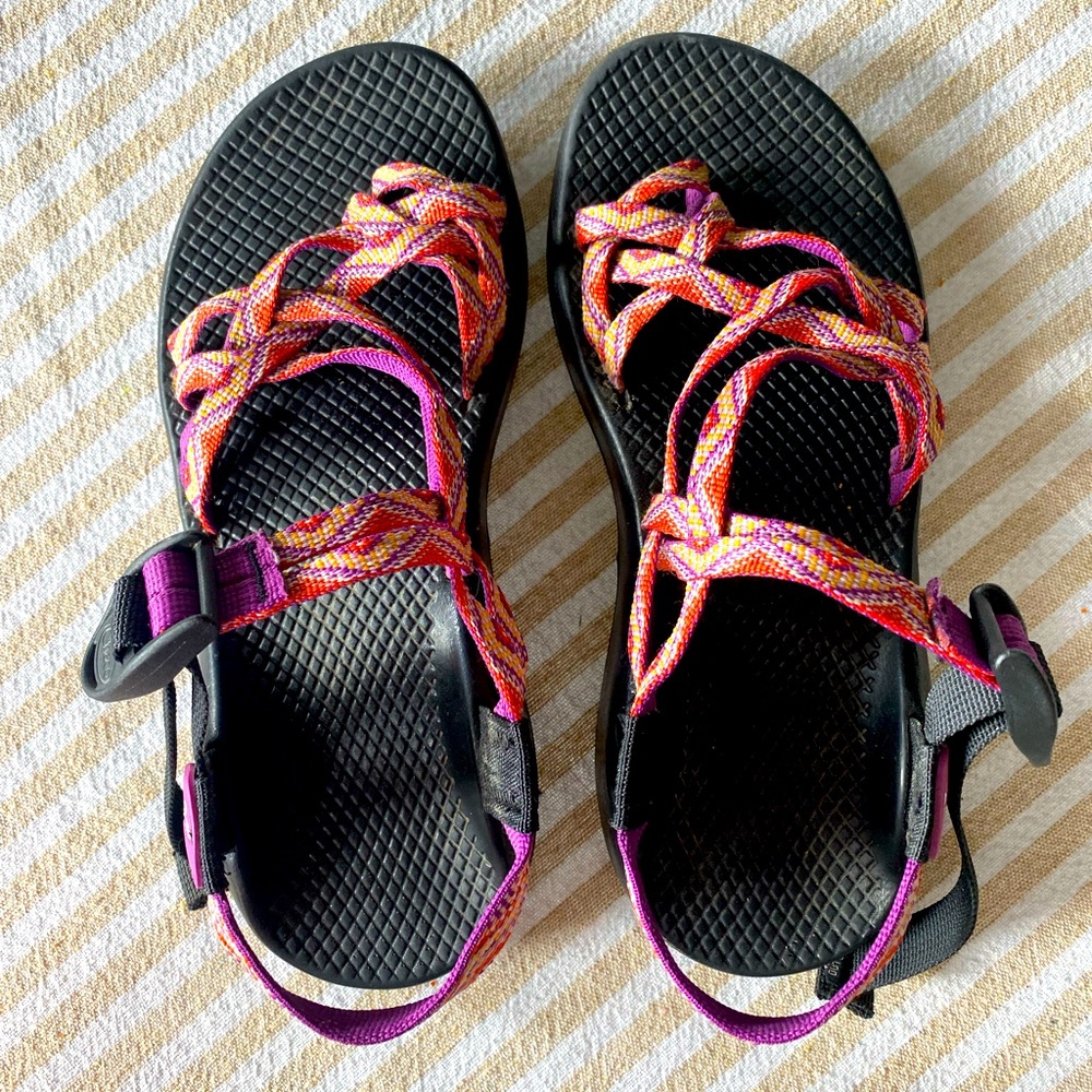Chaco Virbram Orange Yellow Purple ZX2 Yampa Hiking Strappy Sandal - Size 7